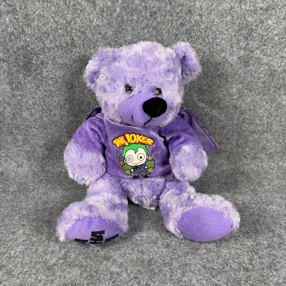 Six Flags DC Comics The Joker Plush Teddy Bear 11in Purple Cape HA HA